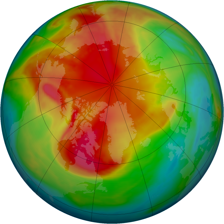 Arctic ozone map for 25 February 2008